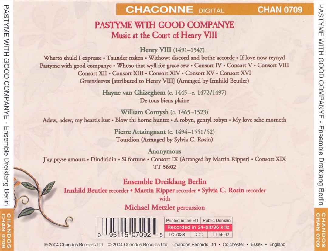 Pastyme with Good Companye: Music at the Court of Henry VIII cover art