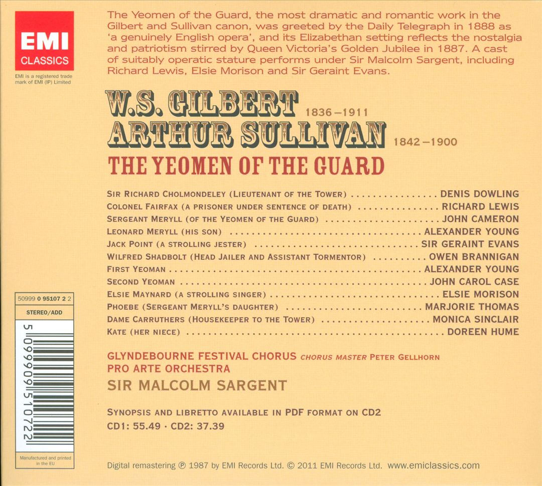 Gilbert & Sullivan: The Yeoman of the Guard cover art