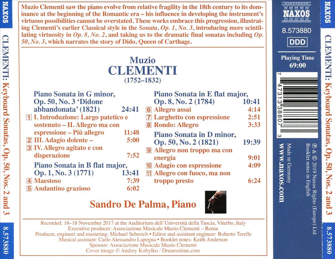 Clementi: Keyboard Sonatas, Op. 50, Nos. 2 and 3 'Didone abbandonata'; Op. 1, No. 3; Op. 8, No. 2 cover art