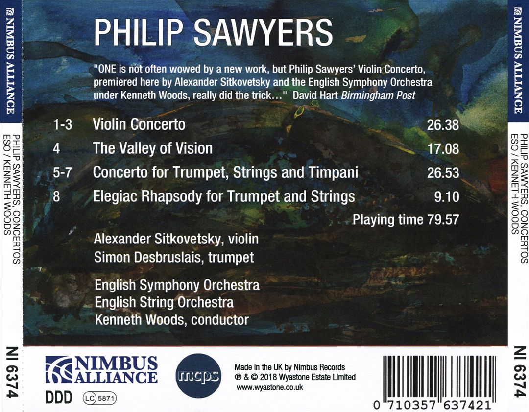 Philip Sawyers: Violin Concerto; Concerto for Trumpet, String and Timpani cover art