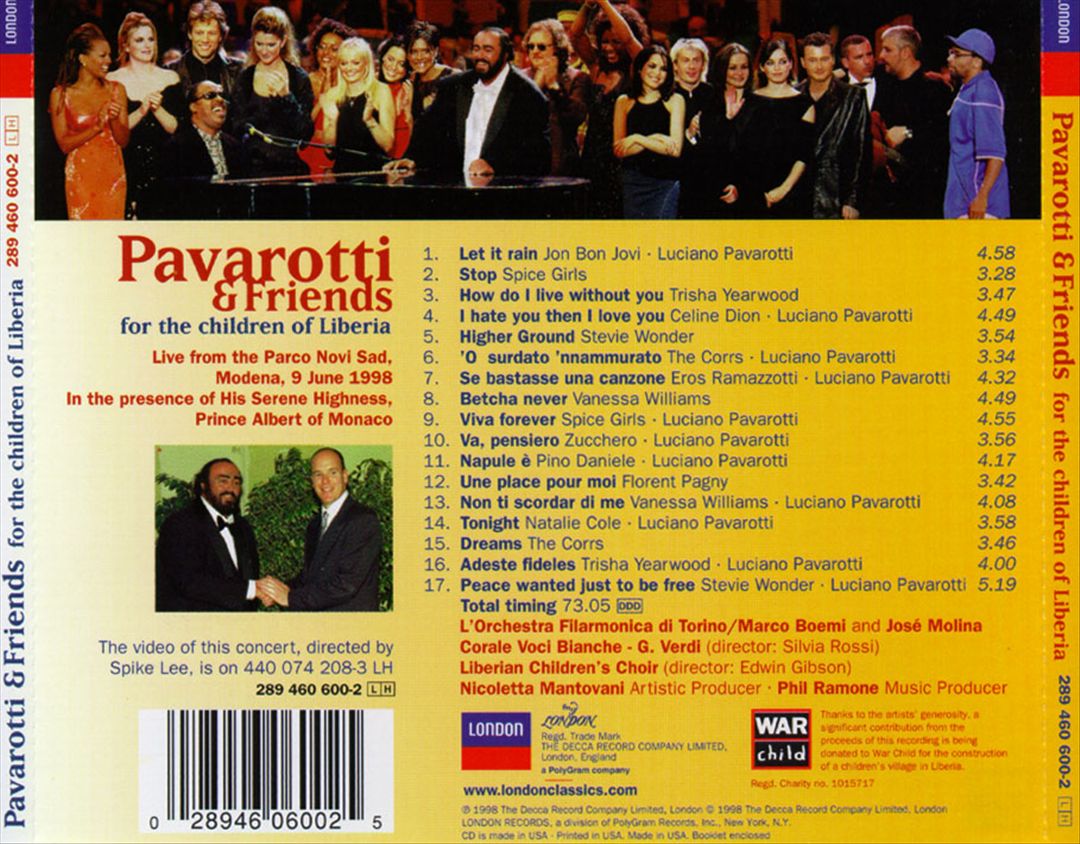 Pavarotti & Friends for the Children of Liberia cover art
