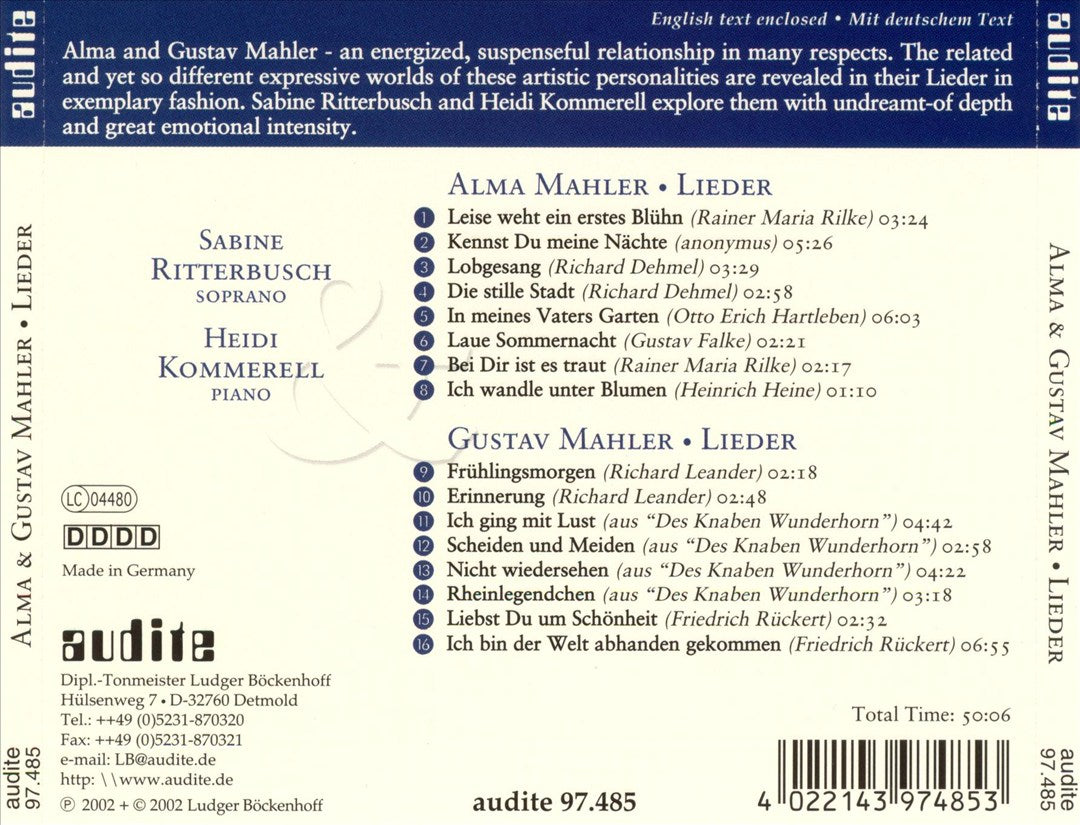 Alma & Gustav Mahler: Lieder cover art