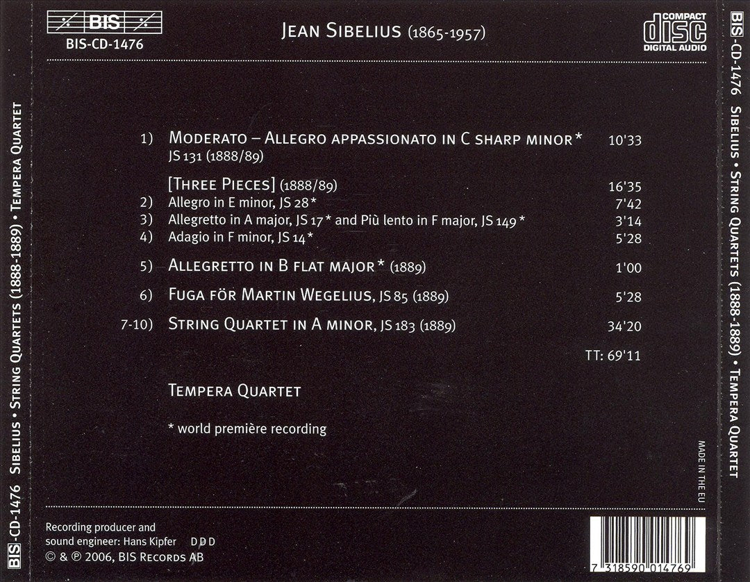 Sibelius: String Quartets 1888-1889 cover art