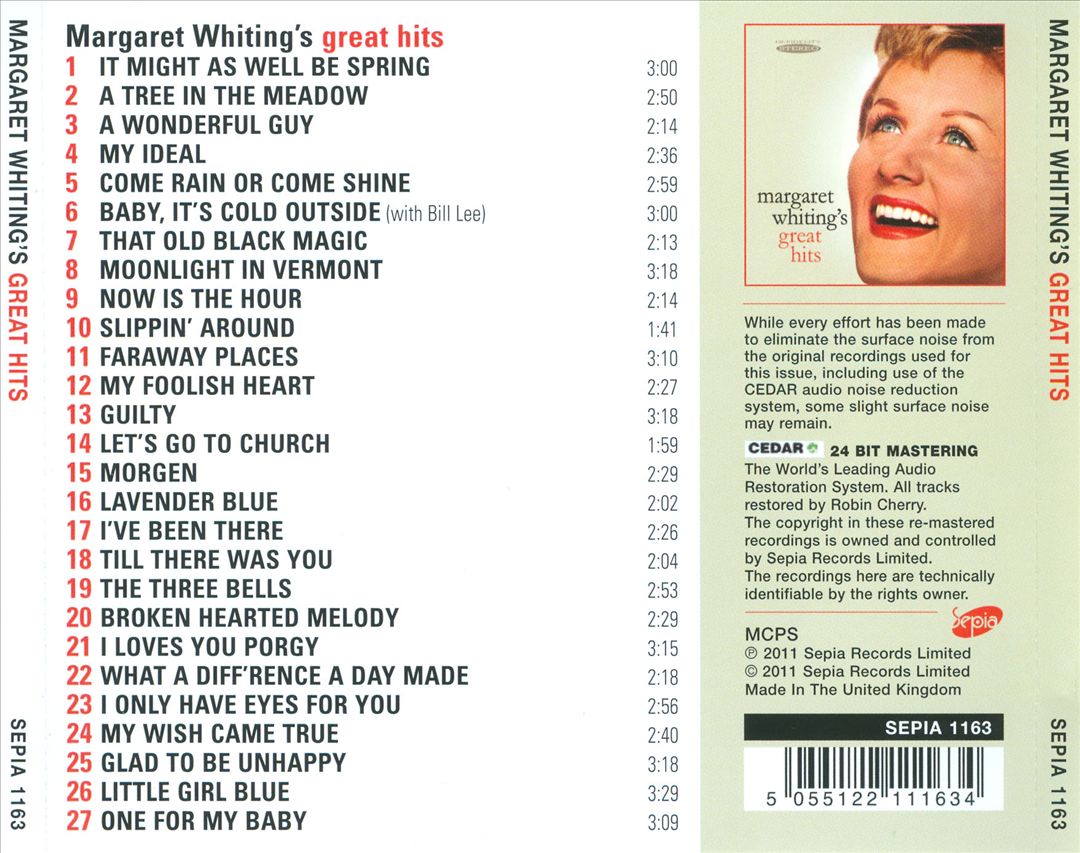 Margaret Whiting's Great Hits cover art