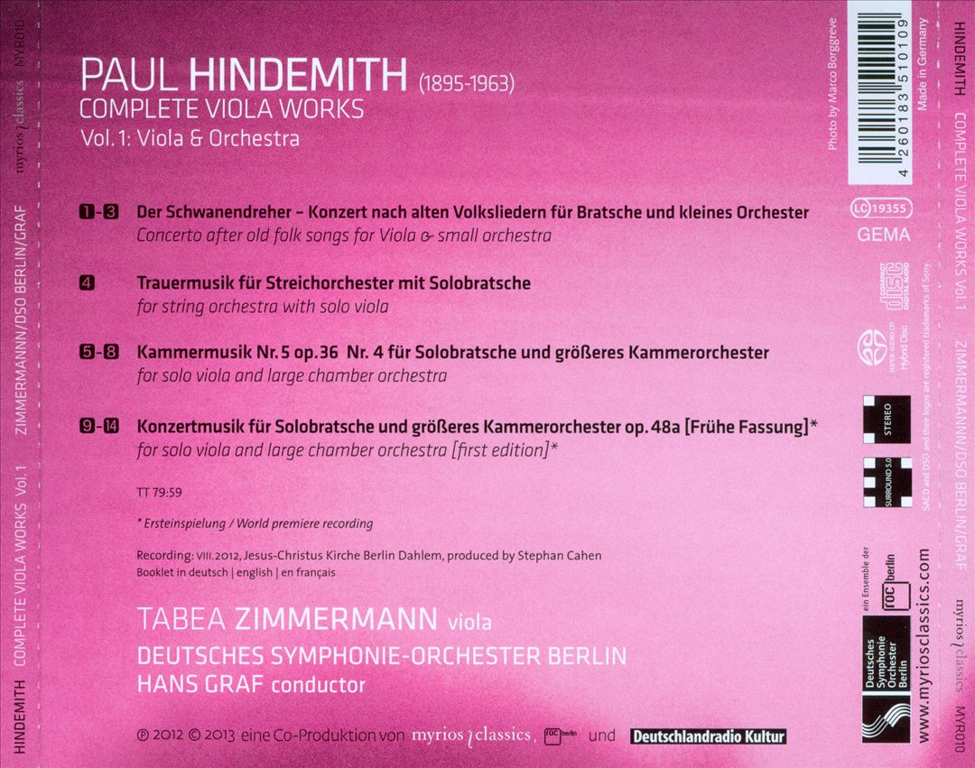 Hindemith: Complete Viola Works, Vol. 1 cover art