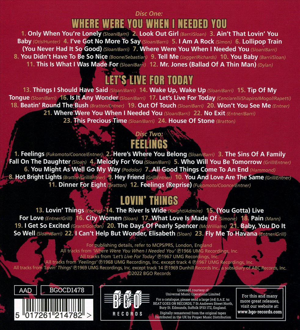 Where Were You When I Needed You/Let's Live for Today/Feelings/Lovin Things cover art