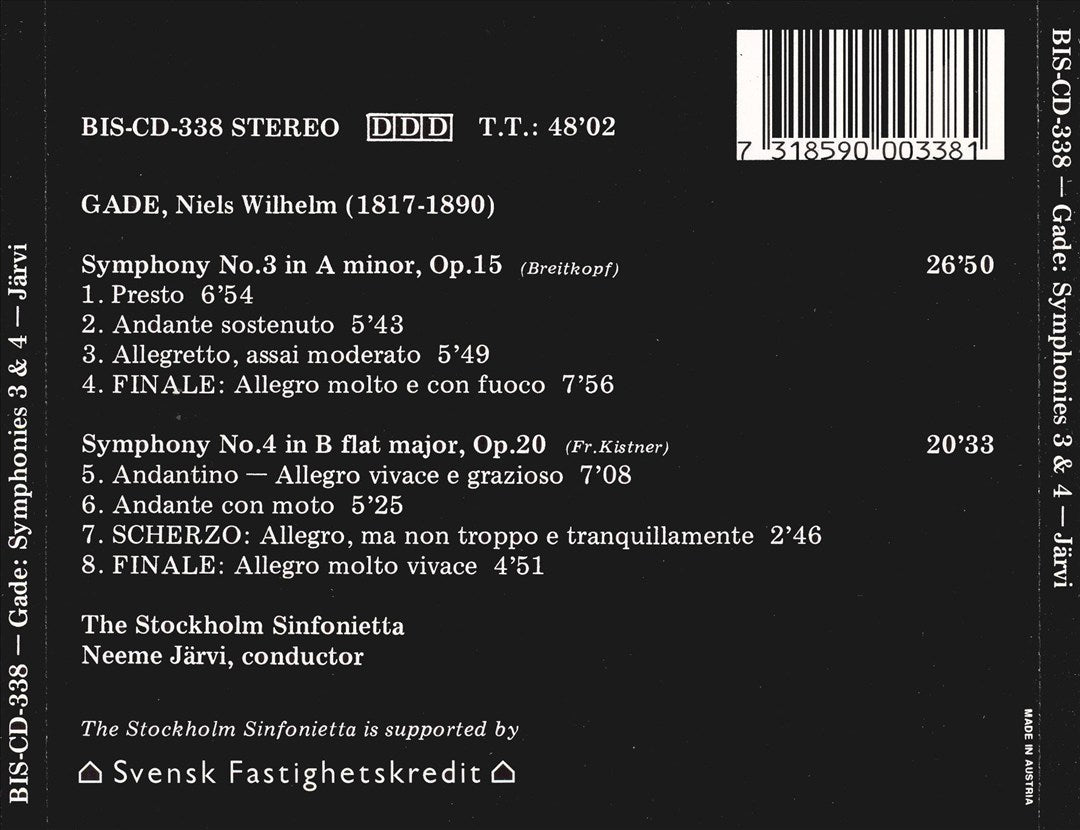 Niels W. Gade: The Complete Symphonies, Vol. 1 cover art