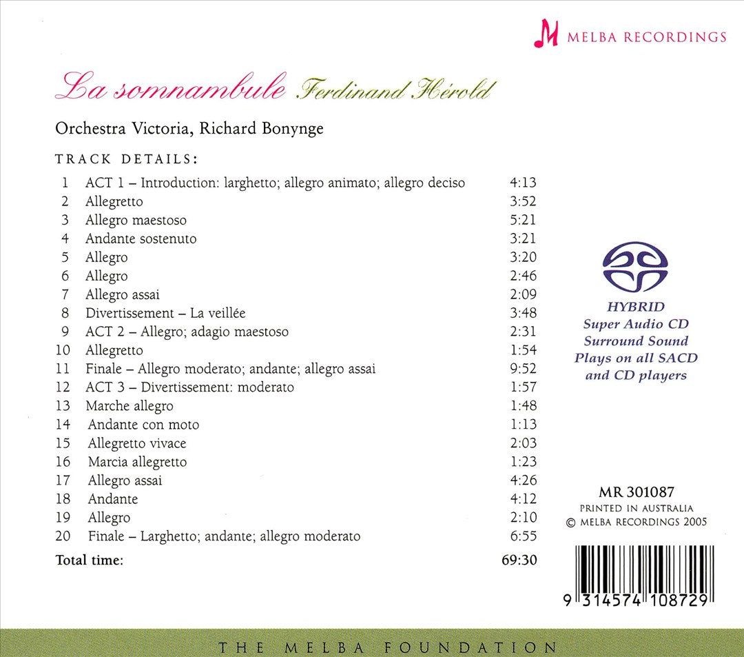 Ferdinand Hérold: La somnambule  cover art