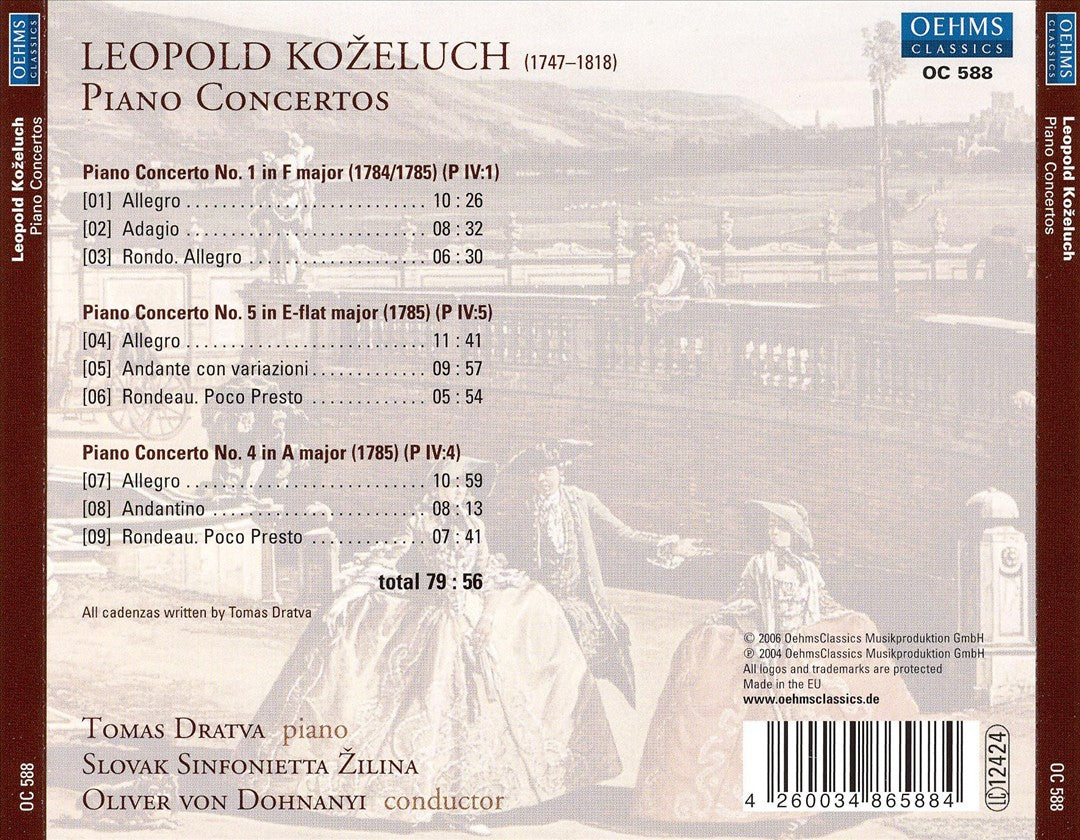 Leopold Kozeluch: Piano Concertos 1, 4 & 5 cover art