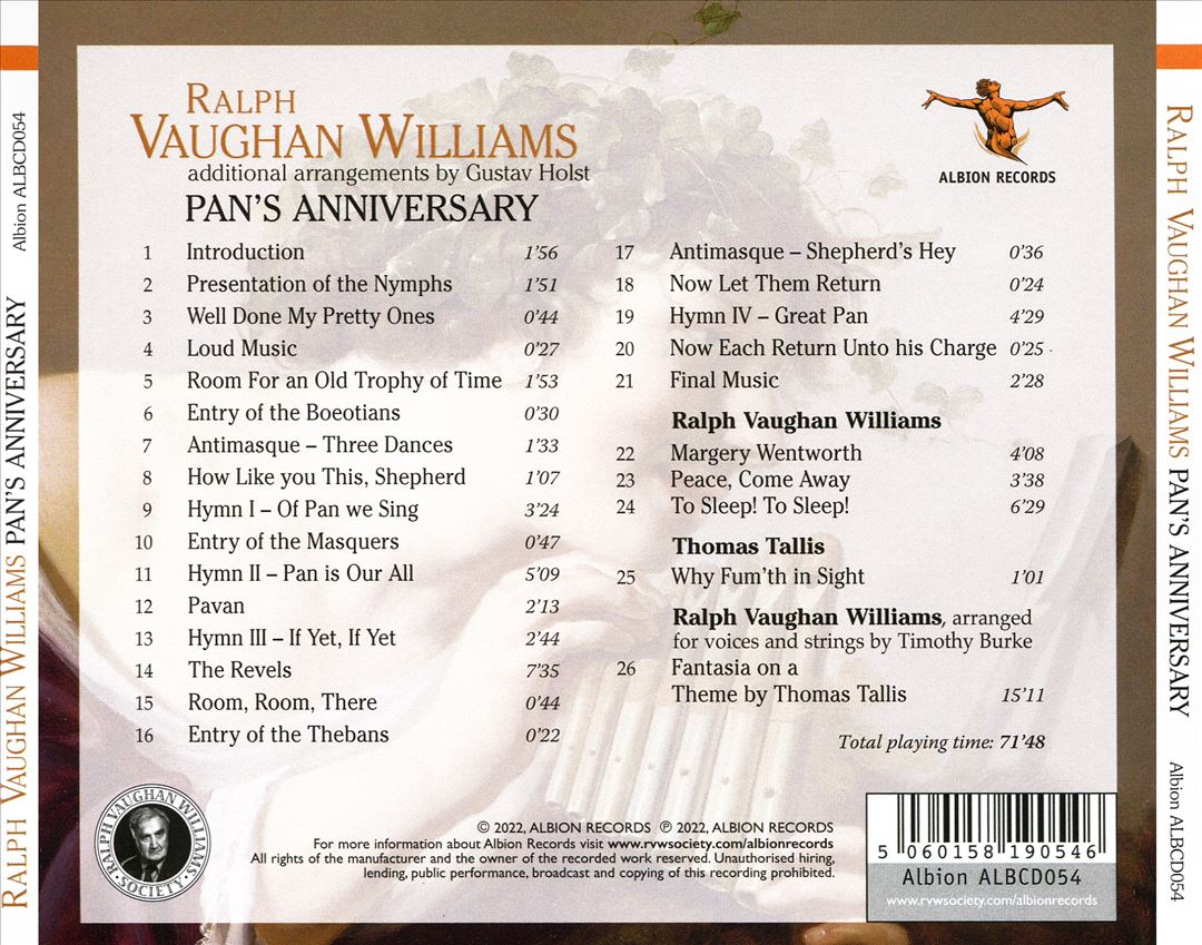 Ralph Vaughan Williams: Pan's Anniversary cover art