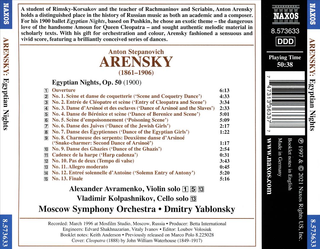 Arensky: Egyptian Nights cover art