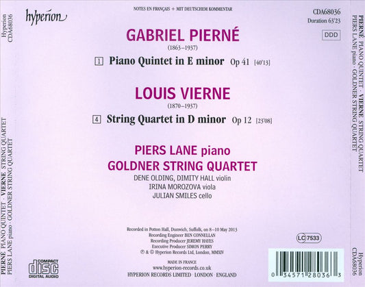 Pierné: Piano Quintet; Vierne: String Quartet cover art
