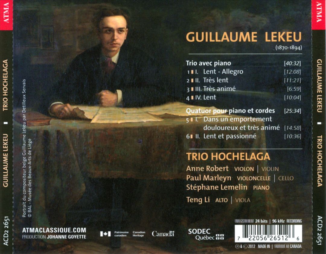 Guillaume Lekeu: Trios et Quatuors avec Piano cover art