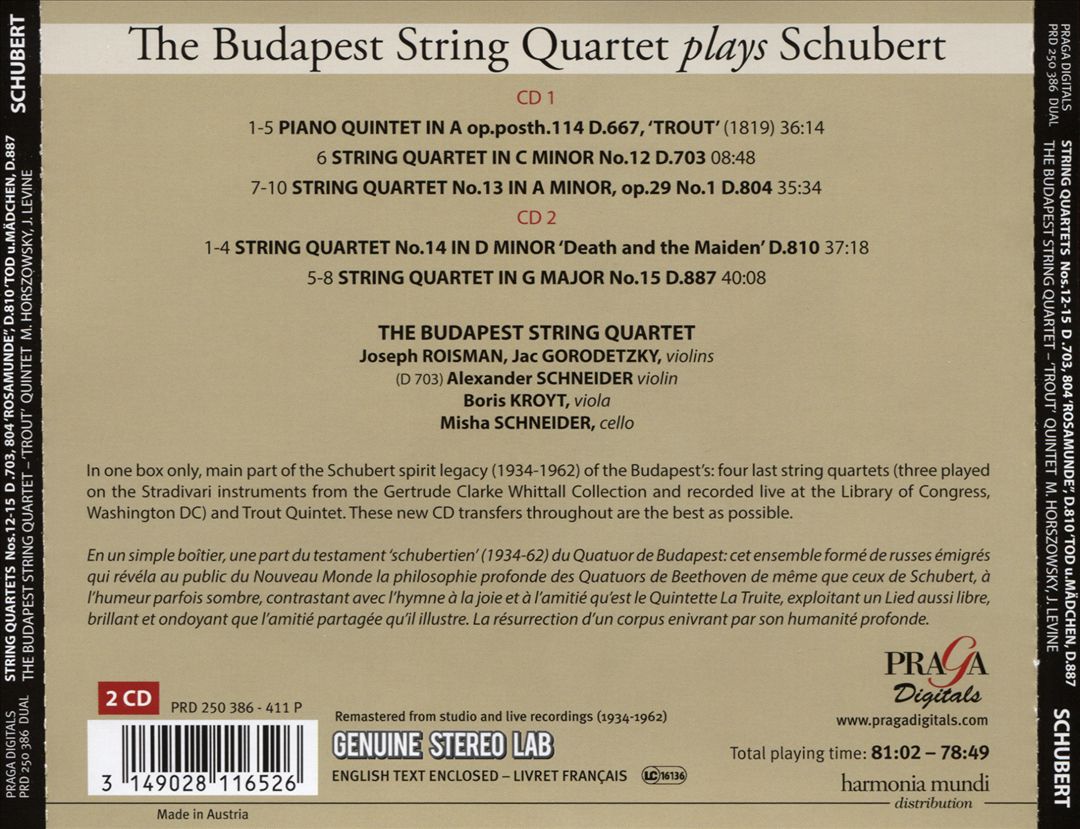Schubert: Piano Quintet, D. 667 "The Trout"; The Last String Quartets, D. 703, 804, 810, 887 cover art