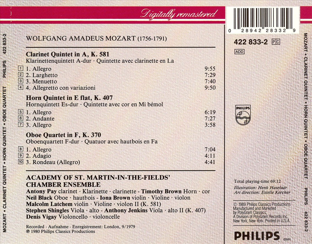 Mozart: Clarinet Quintet; Horn Quintet; Oboe Quintet cover art