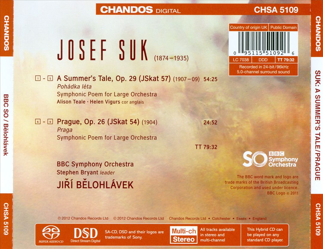 Josef Suk: Prague; Summers Tale cover art
