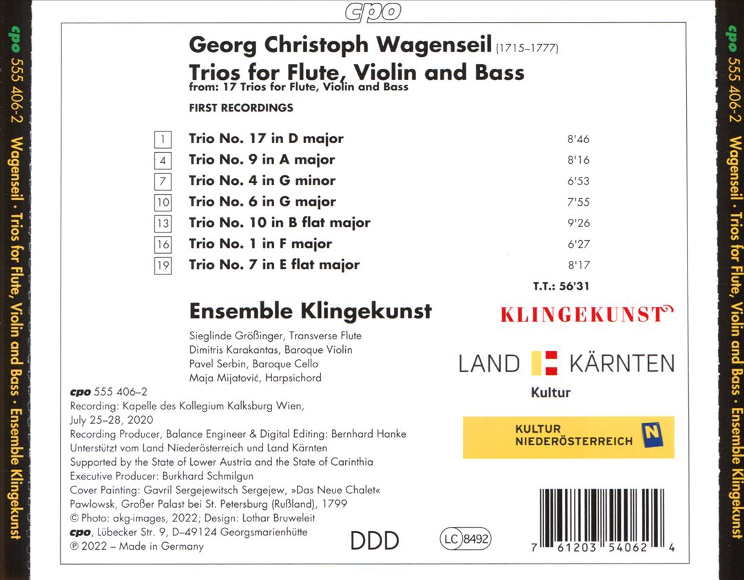 Georg Christophe Wagenseil: Trio Sonatas cover art