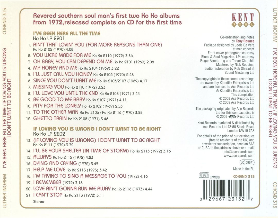 I've Been Here All the Time/If Loving You Is Wrong I Don't Want to Be Right cover art