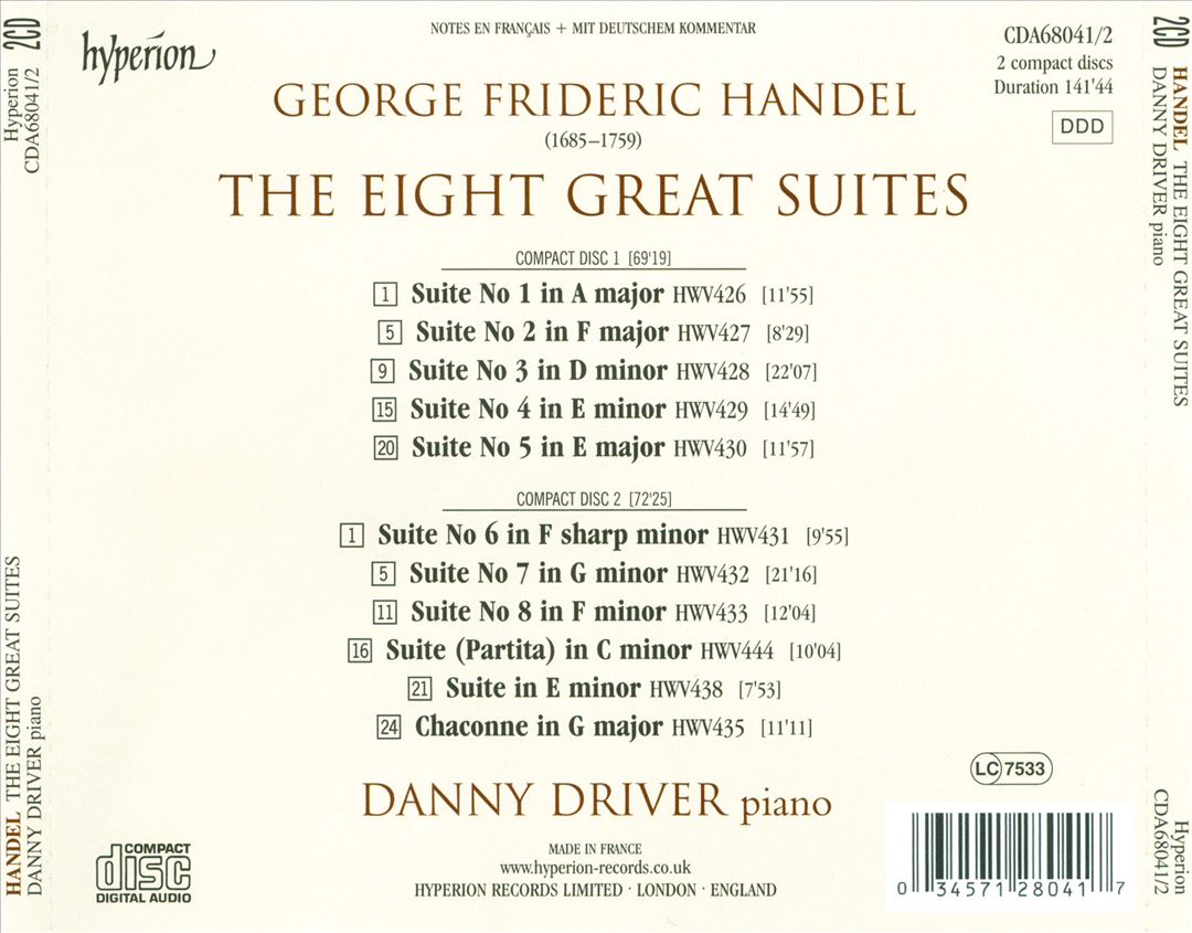 Handel: The Eight Great Suites cover art