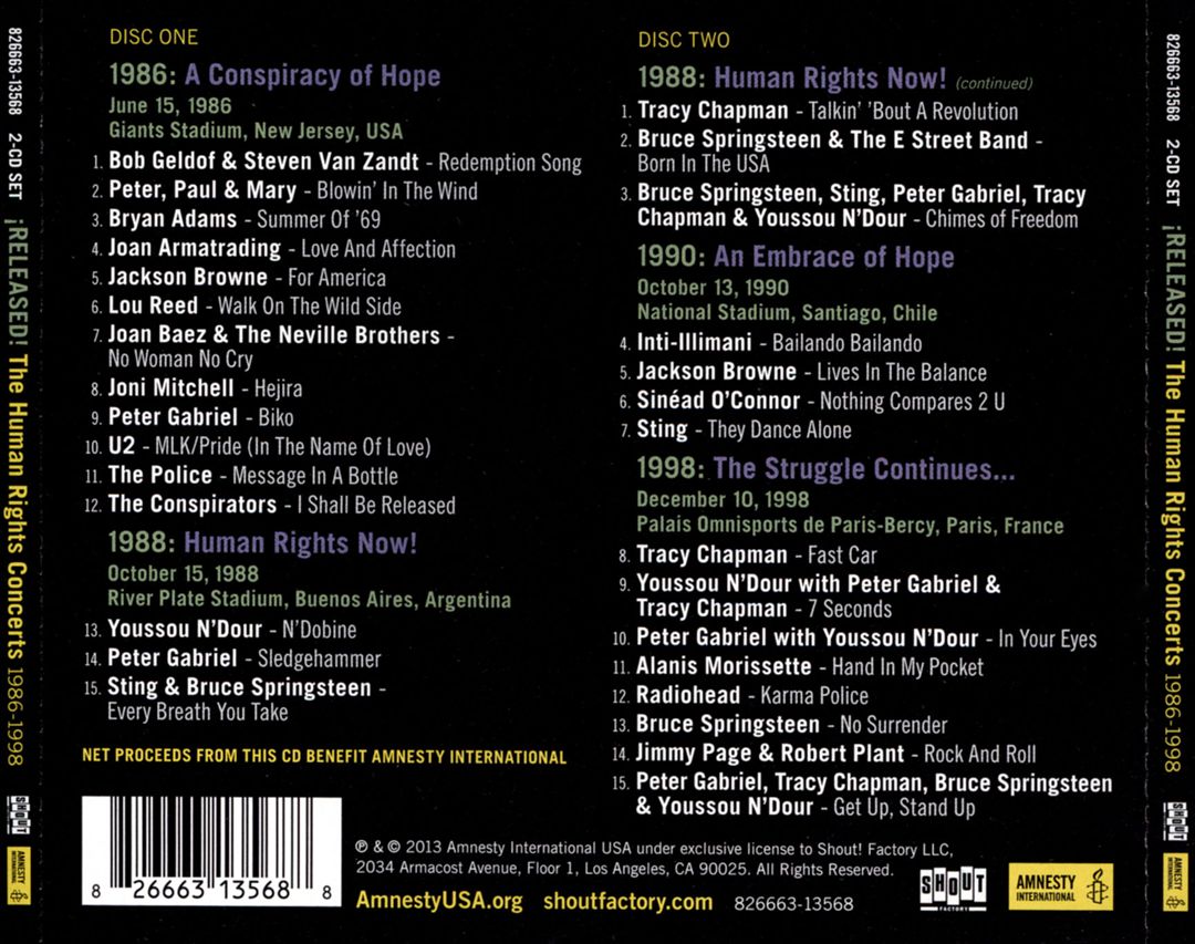 ¡Released! The Human Rights Concerts, 1986-1998 cover art