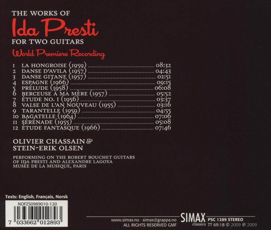 Compositions de Ida Presti pour Deux Guitares cover art