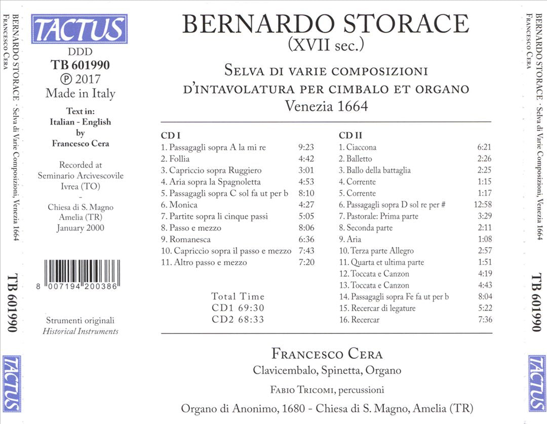 Bernardo Storace: Selva di varie composizioni d'intavolatura per cimbalo et organo cover art