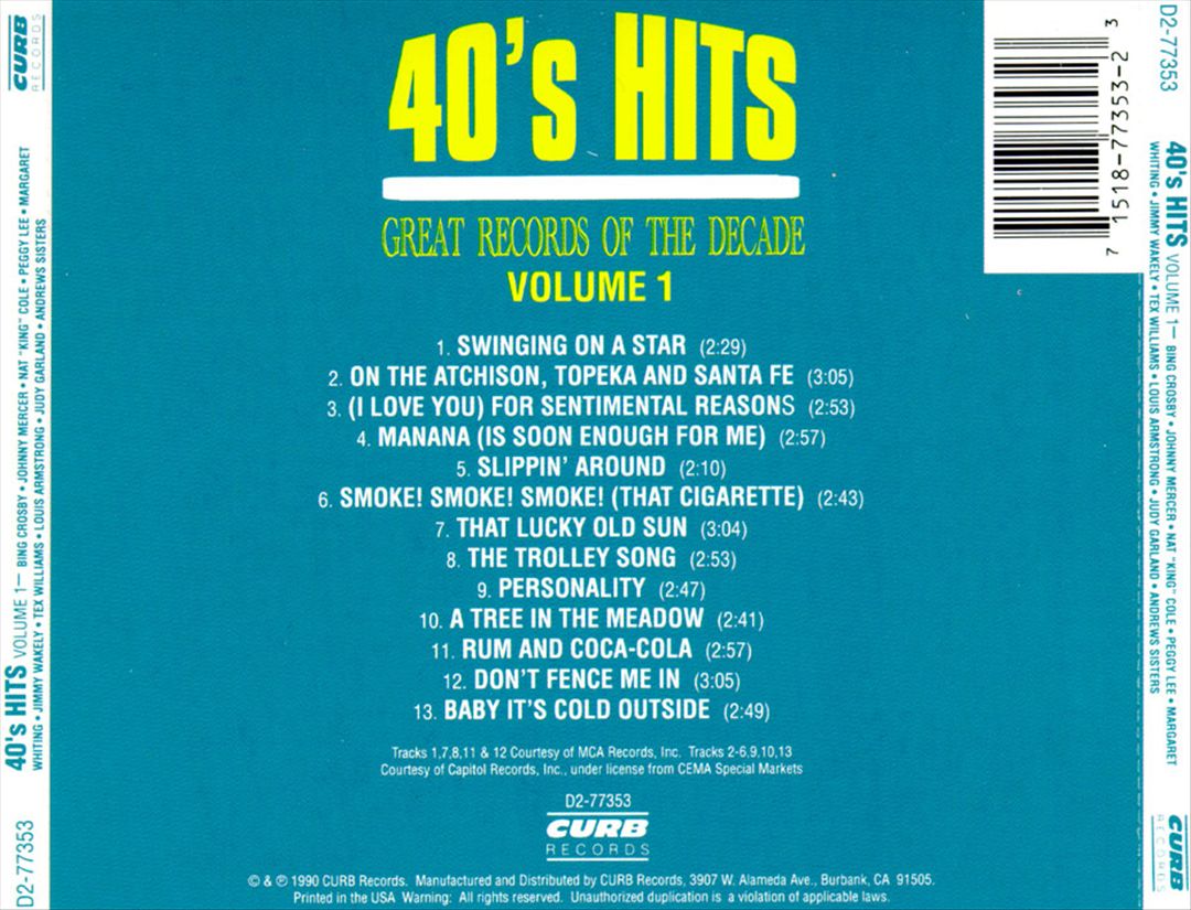 Great Records of the Decade: 40's Hits Pop, Vol. 1 cover art