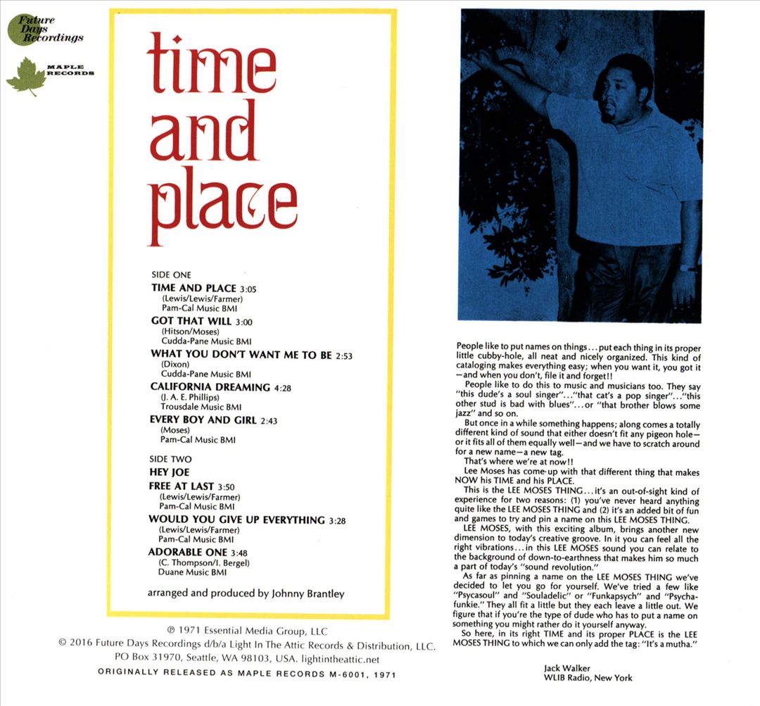 Time and Place cover art