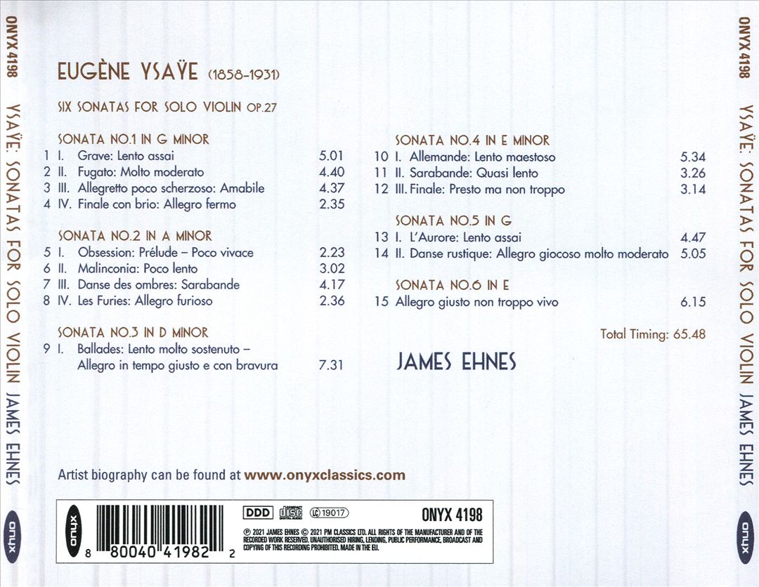 Ysaÿe: Sonatas for Solo Violin cover art