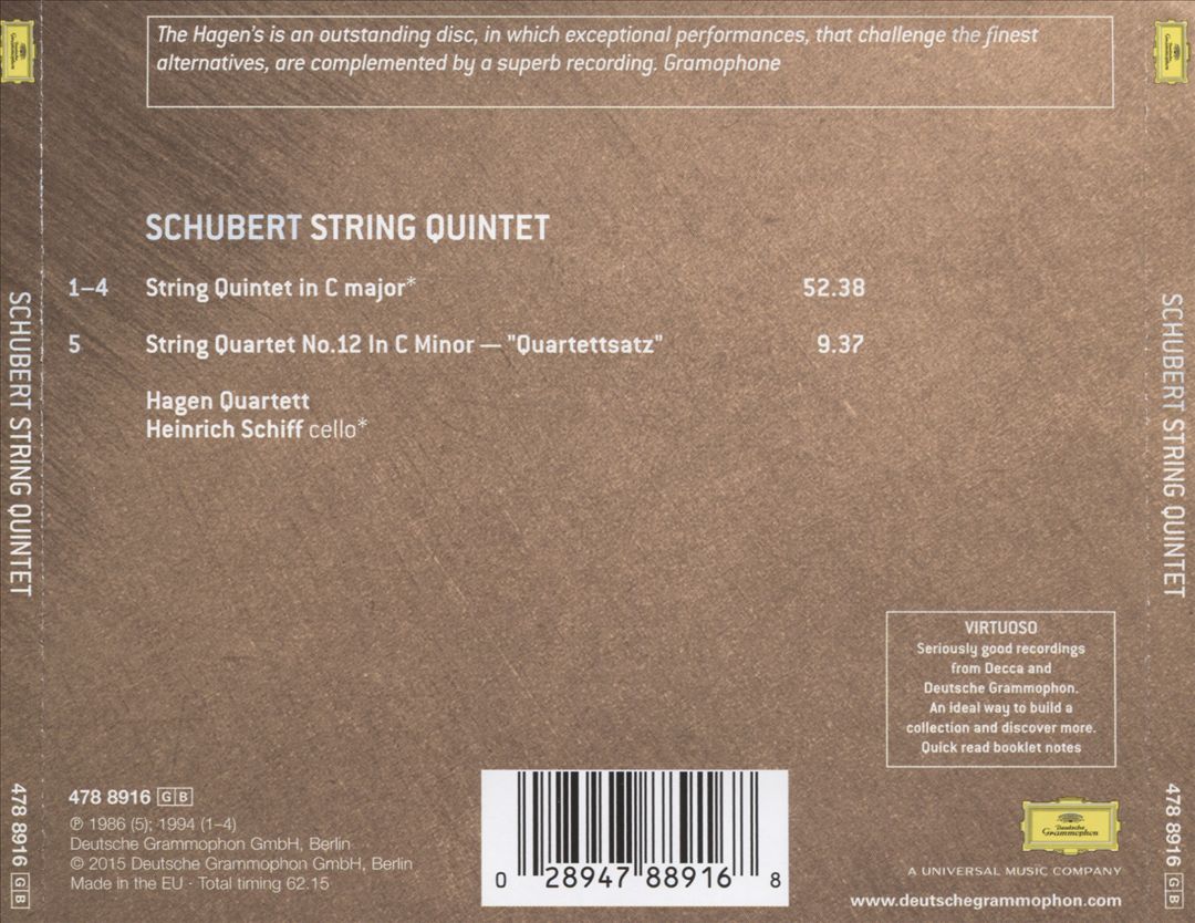 Schubert: String Quintet; String Quartet No. 12 cover art