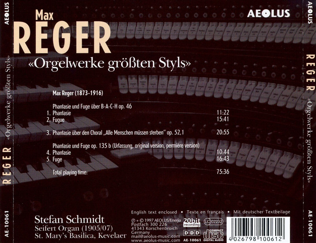 Reger: Orgelwerke größten Styls cover art