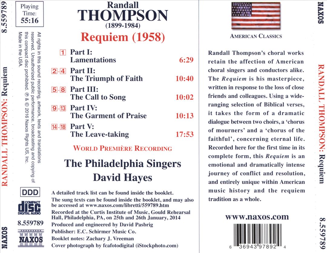 Randall Thompson: Requiem cover art