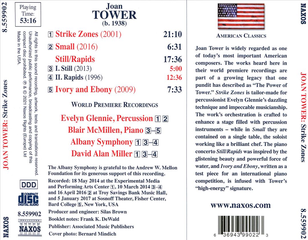 Joan Tower: Strike Zones; Small; Still/Rapids; Ivory and Ebony cover art