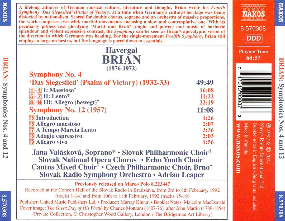 Havergal Brian: Symphony No. 4 "Das Siegeslied" (Psalm of Victory) cover art