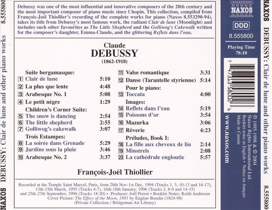 Debussy: Clair de lune & Other Piano Favourites cover art