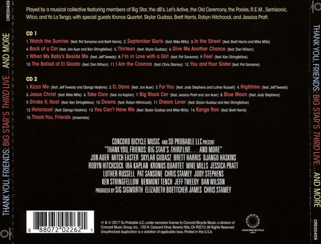 Thank You, Friends: Big Star's Third Live... And More [3 Disc; Digipak] cover art