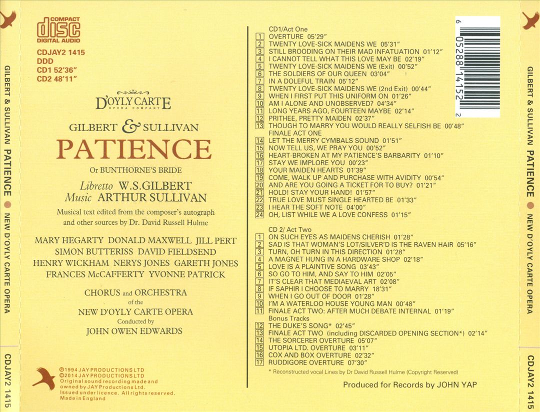 Gilbert & Sullivan: Patience [1994] cover art