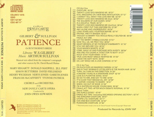 Gilbert & Sullivan: Patience [1994] cover art