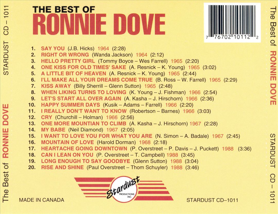 Best of Ronnie Dove [Stardust] cover art