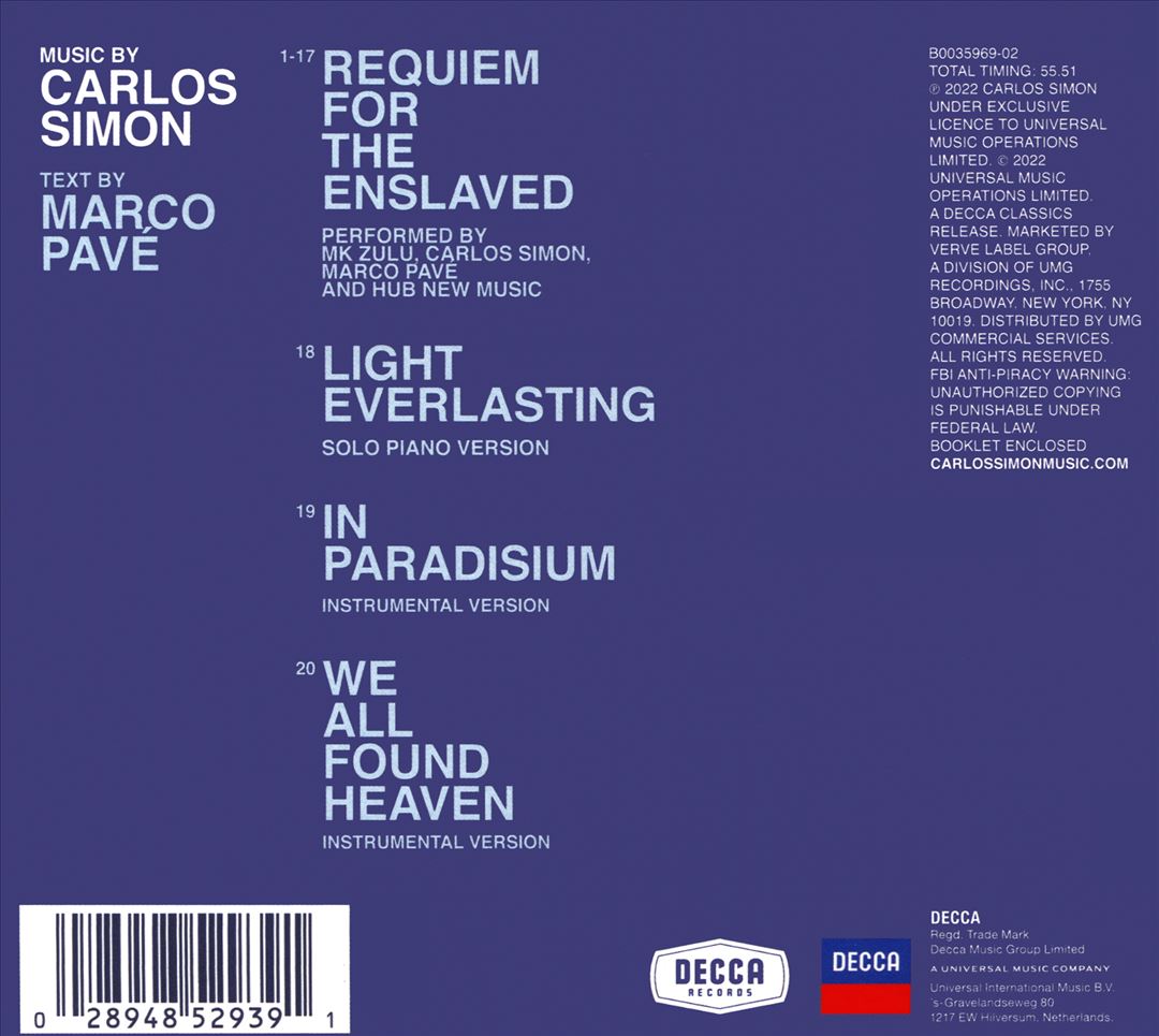 Carlos Simon: Requiem for the Enslaved cover art