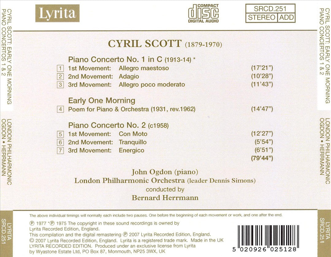 Cyril Scott: Piano Concertos 1 & 2; Early One Morning cover art