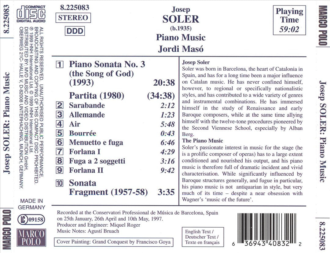 Soler: Piano Music cover art
