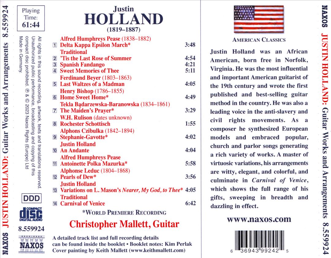 Justin Holland: Guitar Works and Arrangements cover art