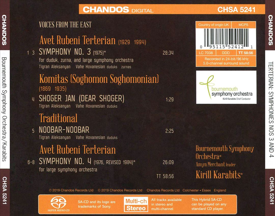 Avet Rubeni Terterian: Symphonies Nos 3 and 4 cover art