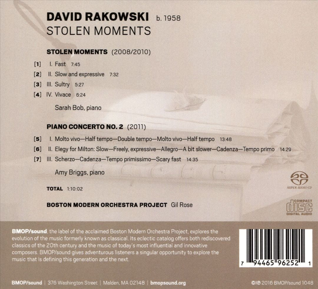 David Rakowski: Stolen Moments; Piano Concerto No. 2 cover art