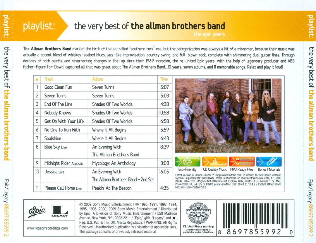 Playlist: The Best of the Allman Brothers Band - The Epic Years cover art