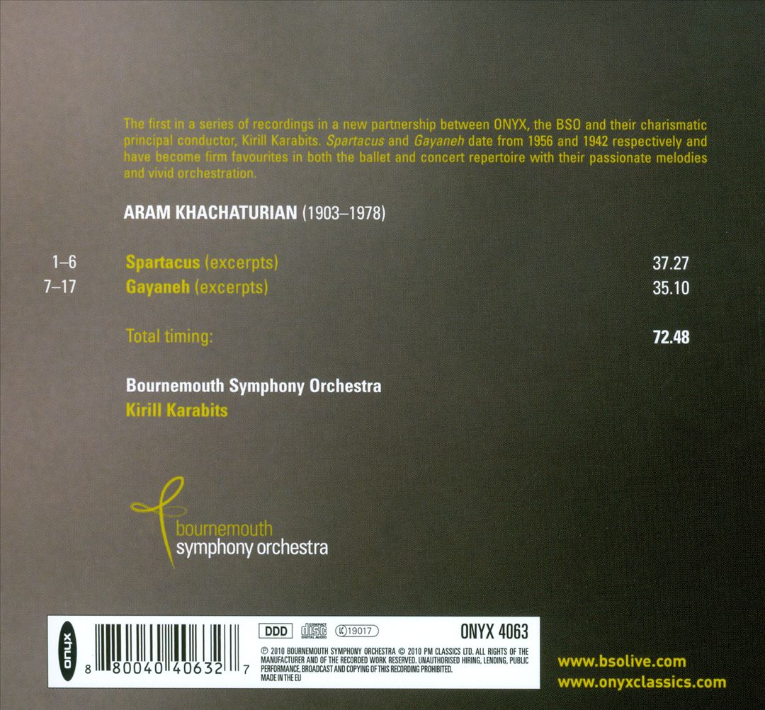 Khatchaturian: Spartacus; Gayaneh cover art
