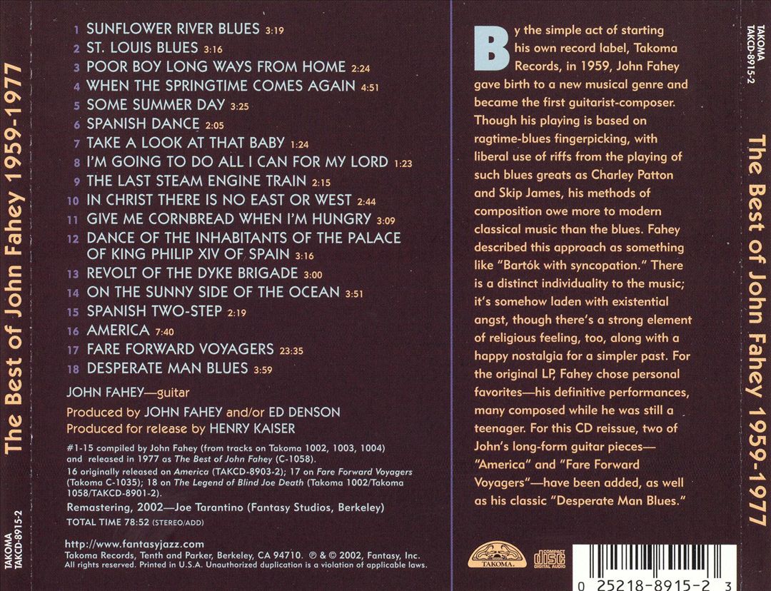 Best of John Fahey 1959-1977 cover art