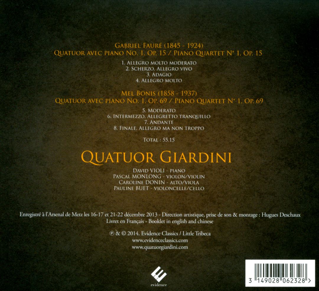 Gabriel Fauré: Piano Quartet No. 1; Mel Bonis: Piano Quartet No. 1 cover art