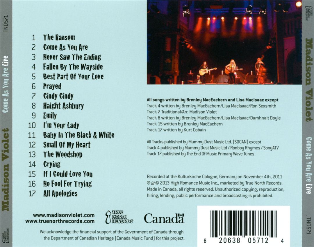 Come as You Are: Live cover art